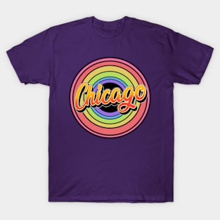 Chicago Retro Styled Faded Design (Rainbow) T-Shirt